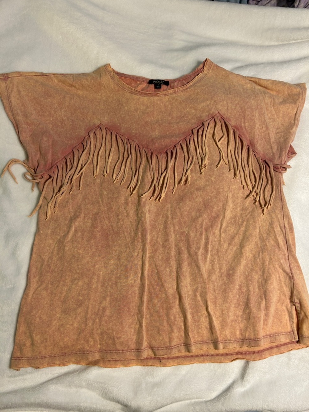 Acid wash Fringe T Shirt